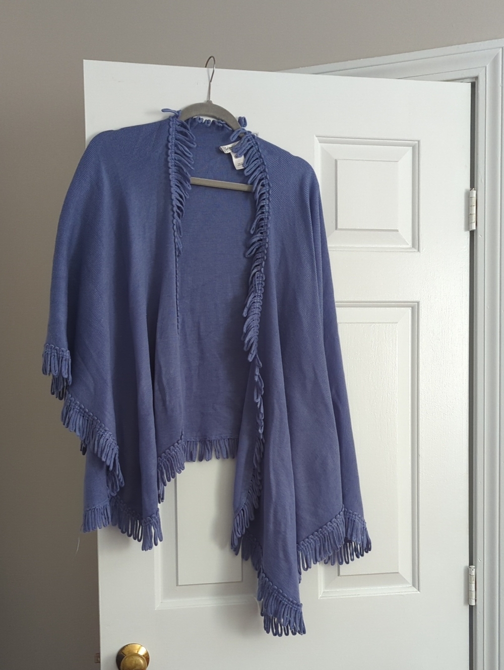 Fringed Shrug/Shawl in Periwinkle Blue -